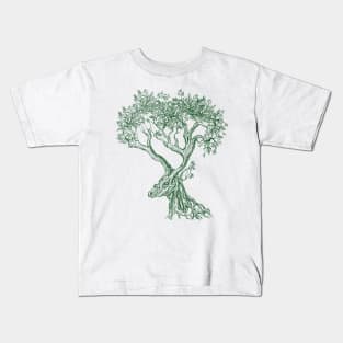 Mystic Antlers of the Forest (Dark Green) Kids T-Shirt